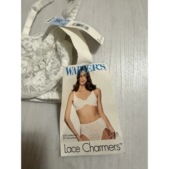 NWT Vintage Warner's Lace Charmers Bra Sz 34B White Lace Unlined 2512 - Picture 3 of 5